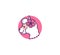 The logo llama is with a flower and necklace. Cartoonish girl character