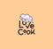 The logo - Love cook and popular lettering phrase.