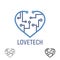 Logo love tech, heart. Technology concept design