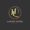 Logo luxury golden hotel vector