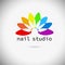 Logo manicure studio. rainbow flower. Vector illustration