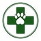 logo with medical cross, heart and pet pow shape combination