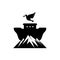 Logo Noah`s ark on top of the mountain. Dove with a branch of olive. Ship to rescue animals and people from the Flood.