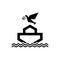 Logo Noah`s ark on top of the mountain. Dove with a branch of olive. Ship to rescue animals and people from the Flood.