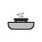 Logo Noah`s ark on top of the mountain. Dove with a branch of olive. Ship to rescue animals and people from the Flood.