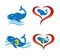 Logo omega fish on heart