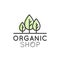 Logo for Organic Shop or Market, Minimal Simple Badge with Leafs, Tree, Field and Herbs