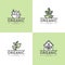 Logo for Organic Vegan Healthy Shop or Store, BIO and ECO Product Sign, Green Plant with Leafs Symbol