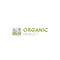 Logo for Organic Vegan Healthy Shop or Store, BIO and ECO Product Sign, Green Plant with Leafs Symbol with Field and Trees