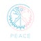 Logo Peace Pinky swear little finger with olive branch editable stroke blue and pink color, Peaceful Pray and Stop war concept