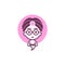 Logo of pink genie wearing round glasses
