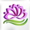 Logo pink lotus 3D flower teamwork symbol of yoga vector image illustration graphic design