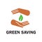 Logo save greens. Stylized hands protect the green sprout