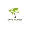 Logo save world with Earth as leaf