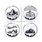 Logo Set of mountain and camping. monochrome outdoor adventure d