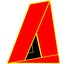 Logo a shape with red color and yellow stroke