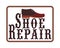 Logo of a shoe repair shop, workshop shoemaker. Design element for signboard, banner, flyer, poster and other use. Cowboy boot.