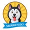 Logo siberian husky dog cartoon