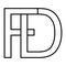 Logo sign fd df icon sign interlaced letters D, F vector logo df, fd first capital letters pattern alphabet d, f