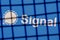 The logo of the Signal encrypted instant messaging service behind bars