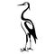 Logo, silhouette of a black crane bird on a white background, is drawn by a contour