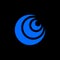 Logo of simple blue triple crescent moon with black background