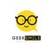 Logo, smiley with glasses, clever cartoon cheerful good sign, bubble, computer smiling, learning, children, chat, , symbol f