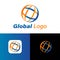 Logo stylized spherical surface with abstract shapes. This logo is suitable for global company, world technologies, media and publ