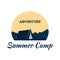 Logo of summer camping. Outdoor recreation template. Concept adventure landscape and wanderlust. Nature, tent and sunrise. Inspira
