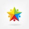 Logo teamwork unity colorful people in star shape icon
