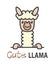 Logo template with cute alpaca or llama. Vector logo design template for zoo, veterinary clinics. Cartoon animal logo illustration