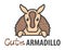 Logo template with cute curious armadillo. Vector logo design template for zoo, veterinary clinics, etc. Cartoon animal logo