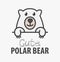Logo template with cute curious polar bear. Vector logo design arctic animal template for zoo, veterinary clinics. Cartoon animal