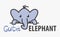 Logo template with cute elephant. Vector logo design template for zoo, veterinary clinics. Cartoon african animal logo