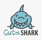 Logo template with cute shark. Vector logo design template for aqua or water park. Cartoon ocean fish logo