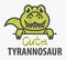 Logo template with cute tyrannosaur. Vector logo design template for museum of paleontology or for childrens shop. Cartoon ancient