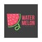 Logo template with side view of stylized triangular watermelon slice