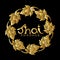 Logo for Thai massage with traditional thai ornament, pattern element in gold.