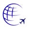 Logo on the theme of global air travel and travel