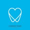 Logo tooth in the form of heart blue background