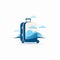 Logo for travel agency. Blue suitcase with clouds in the sky. Modern illustration