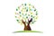 Logo tree with protective hands leafs teamwork people symbol icon