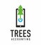 Logo tree in a smartphone. Theme of ecology and digitalization