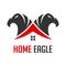 Logo of two eagle heads and houses