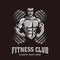 Logo vector template of gym Bodybuilder fitness theme, with muscle man character and barbell