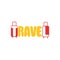 Logo with word travel and suitcases.