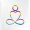 Logo yoga man love heart shape icon.