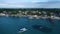 Logon Beach and Boats in Malapascua Island Seashore in Cebu, Philippines. Sulu Sea, Boats and Beautiful Seascape in Background