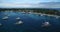 Logon Beach and Boats in Malapascua Island Seashore in Cebu, Philippines. Sulu Sea, Boats and Beautiful Seascape in Background