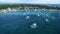 Logon Beach and Boats in Malapascua Island Seashore in Cebu, Philippines. Sulu Sea, Boats and Beautiful Seascape in Background